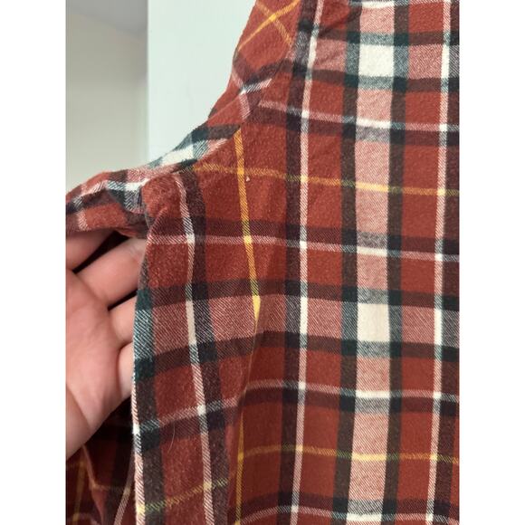 L.L.Bean Mens Flannel XL Regular Plaid Mens Shirt Collared Rust Orange Yellow - Picture 3 of 5